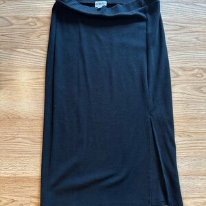 Black Midi Pencil Skirt with Slit